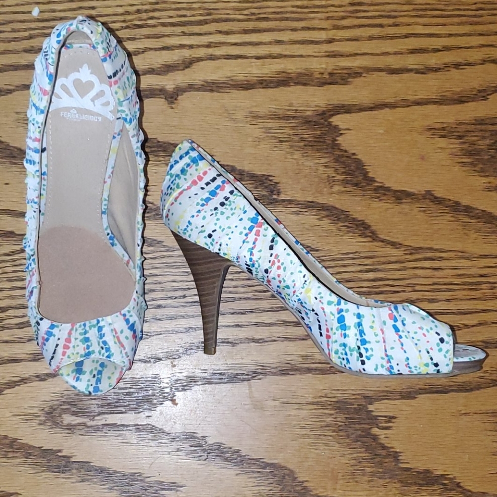 Multi colored of fergalicious open toed heel